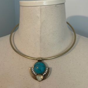 Chloe+ isabel Choker necklace, turquoise semi precious stones, gold
